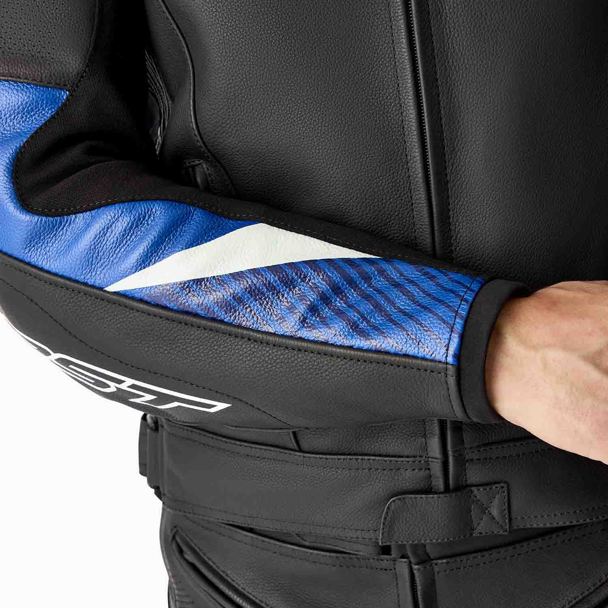 RST Tractech Evo D3O Motorcycle Leather Jacket - Blue