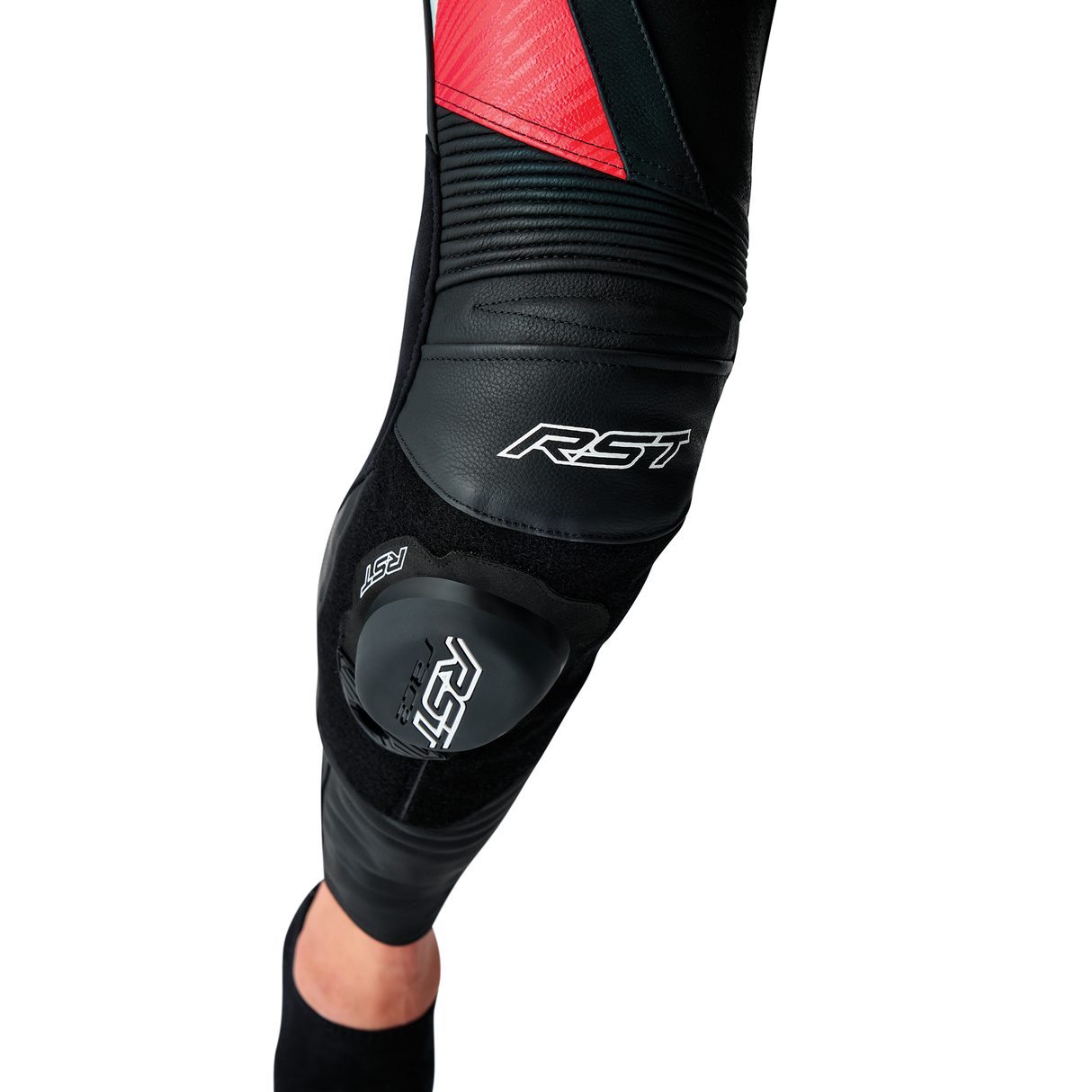 RST Tractech Evo D3O Motorcycle Leather Pants - Black & Red