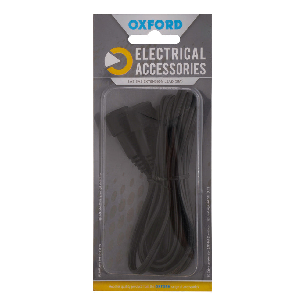 Oxford EL108 Battery Charger 3 Metre Extension Lead SAE to SAE Connector Motorbike Motorcycle