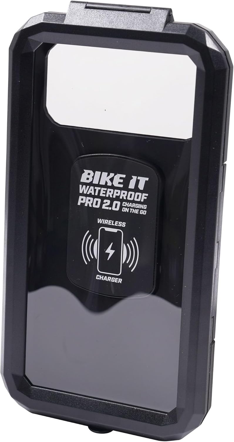 Bike It Waterproof Motorcycle Handlebar Phone Case Wireless Charger for 5.5"-7" Phones