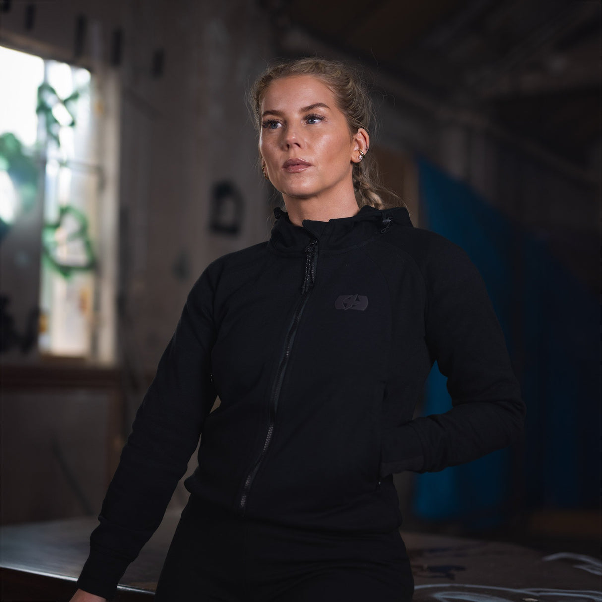 Oxford Armourlite AA Contour Motorcycle Armoured Womens Hoodie Black