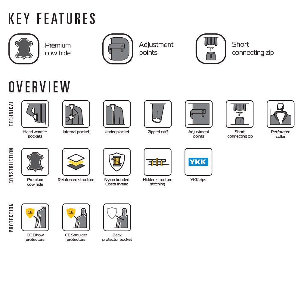 Oxford Bladon Men's Leather Motorcycle Jacket Black