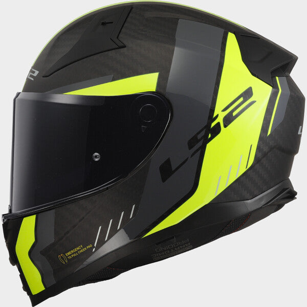 LS2 FF811 Vector II Carbon Grid Matt Black Hi-Vis Yellow Motorcycle Helmet
