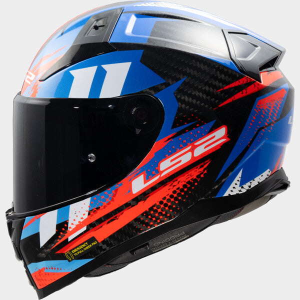 LS2 FF807 Dragon Carbon Trax Blue Red Motorcycle Helmet