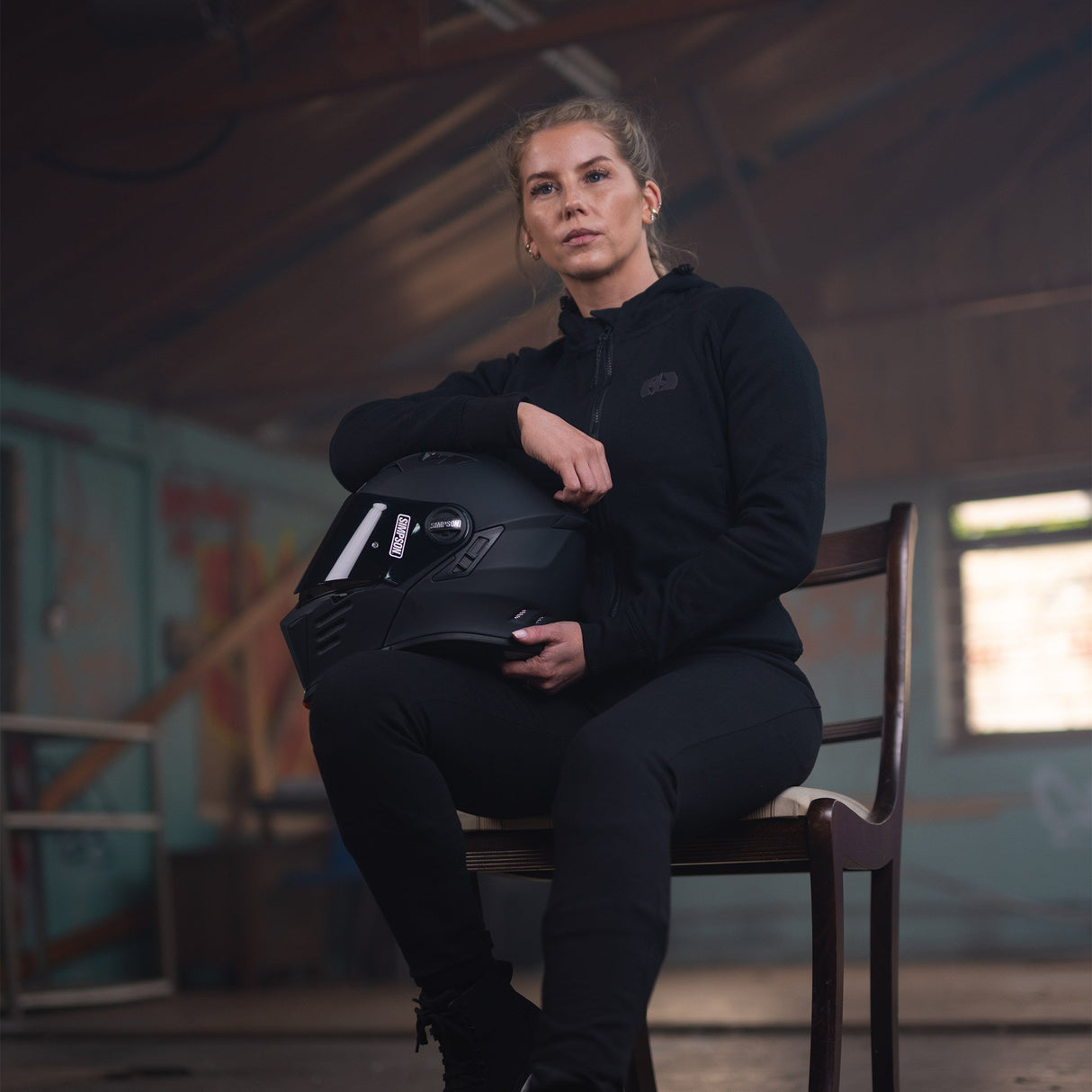 Oxford Armourlite AA Contour Motorcycle Armoured Womens Hoodie Black