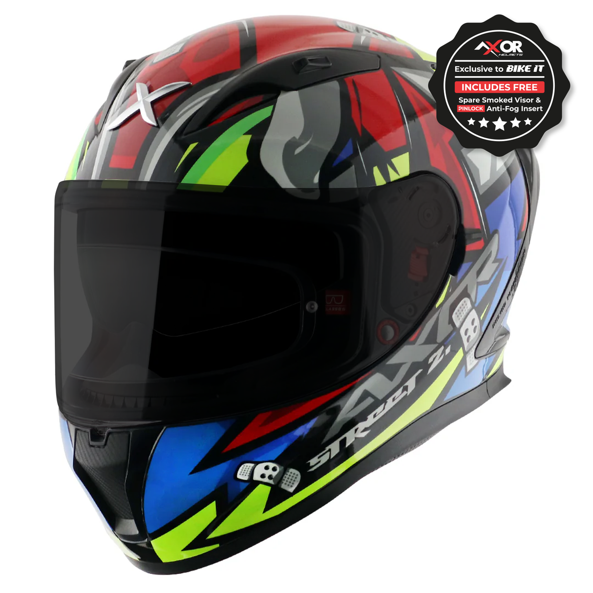 Axor Street Bobby Motorcycle Full Face Helmet Gloss Black Red