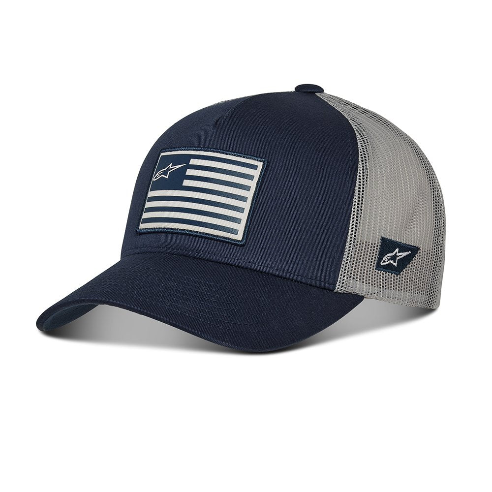 Alpinestars Flag Snapback Hat Baseball Cap Blue Grey