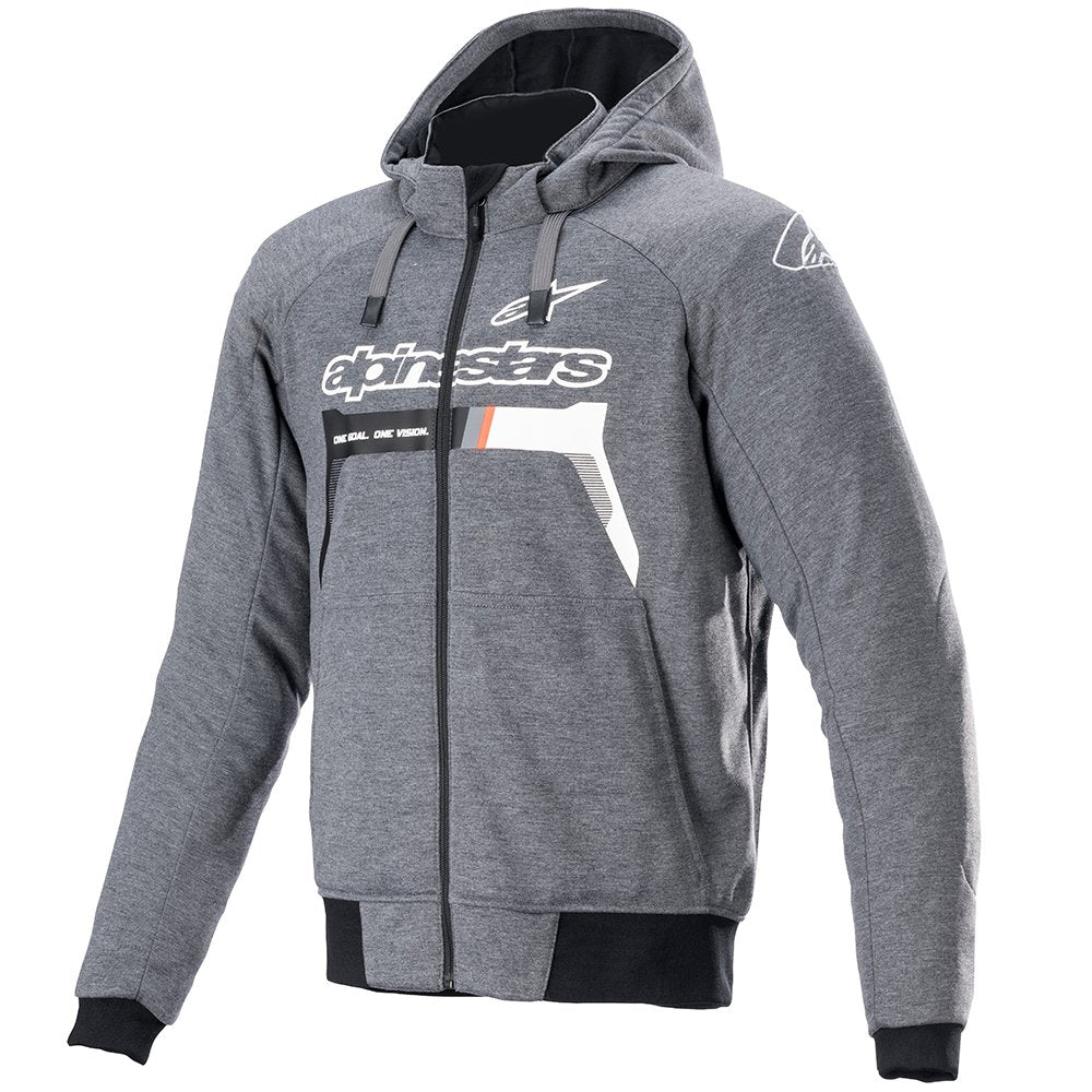 Alpinestars Chrome Ignition Armoured Hoodie Motorcycle Jacket Dark Grey White