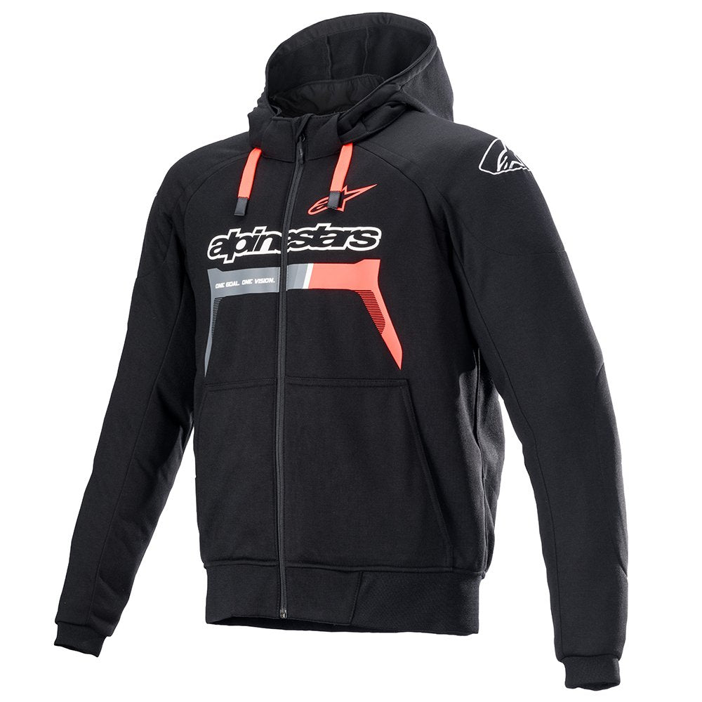 Alpinestars Chrome Ignition Armoured Hoodie Jacket Black Red Fluo