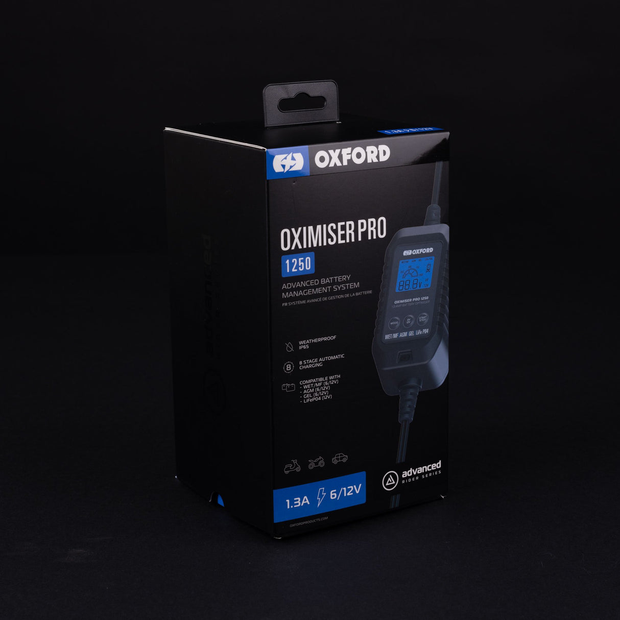 Oxford EL202 Oximiser Pro 1250 Motorcycle Car Battery Charger Optimiser Kit UK Model 1.3A 12V