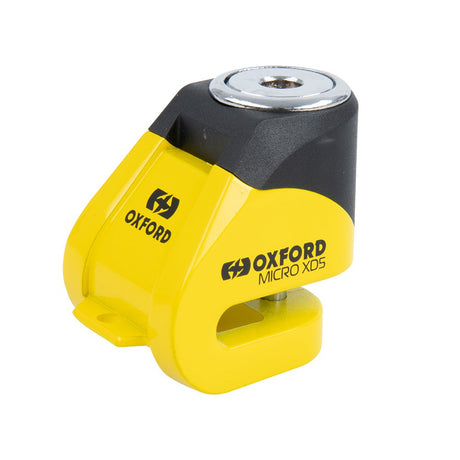 Oxford LK205 Micro XD5 Motorcycle Disc Lock 5.5mm Pin Yellow Black