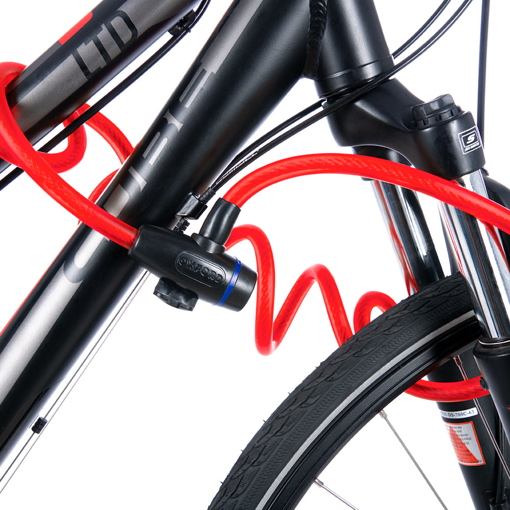 Oxford OF249 Motorcycle Bicycle Cable Lock Security Locks 12mm x 1.8M Red