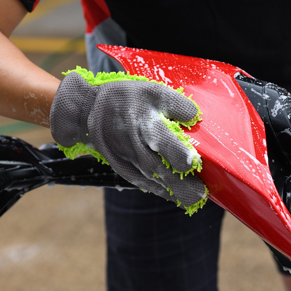 Oxford OX261 Motorcycle Cleaning Microfibre Noodle Wash Glove Green
