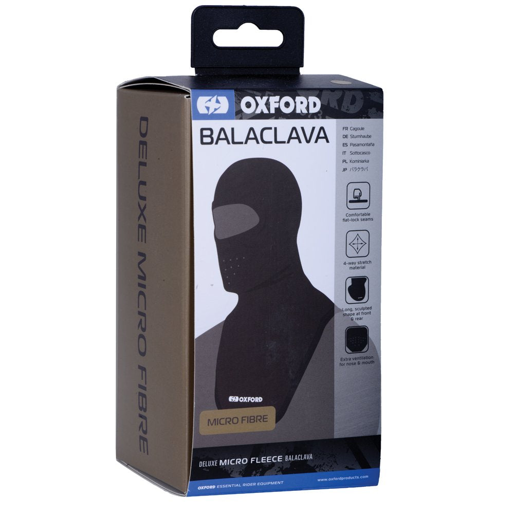 Oxford Deluxe Motorcycle Balaclava Micro Fibre Black