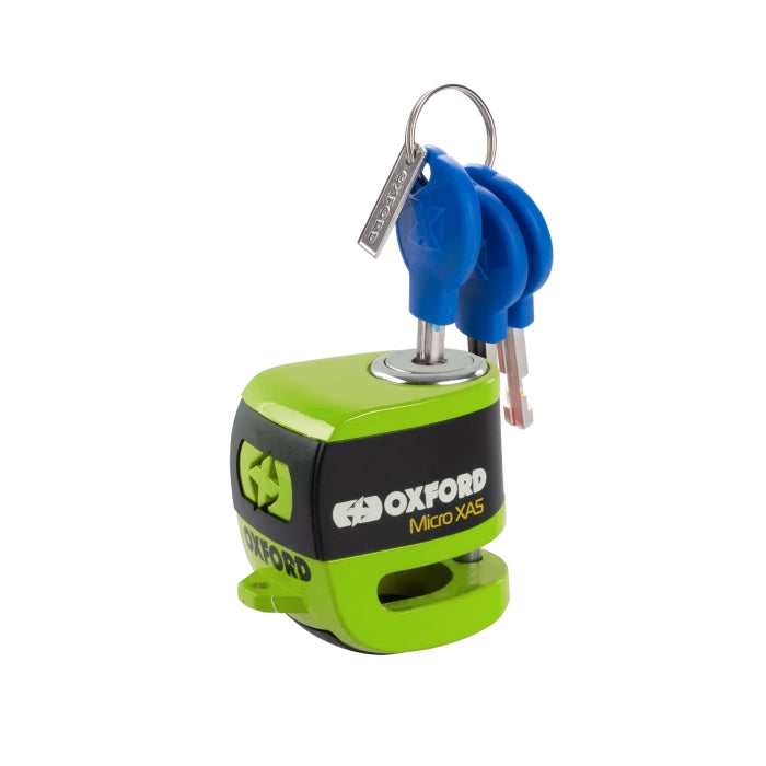Oxford Micro XA5 Motorcycle Motorbike Alarm Disc Lock Green