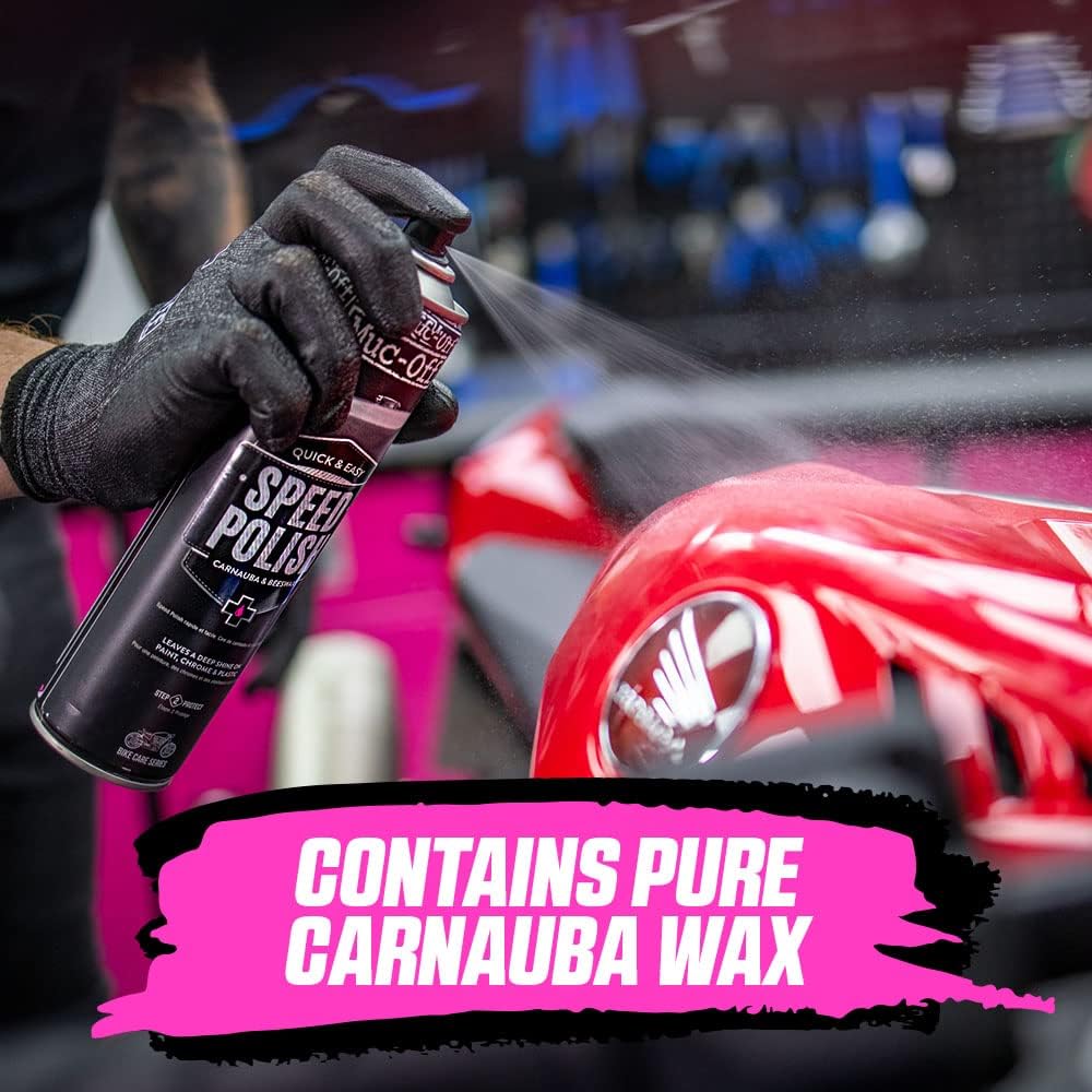 Muc-Off Motorcycle Speed Polish Spray Motorbike Bees Wax Deep Shine 400ml