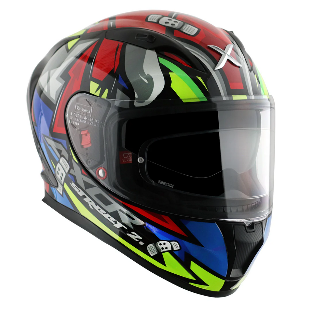 Axor Street Bobby Motorcycle Full Face Helmet Gloss Black Red