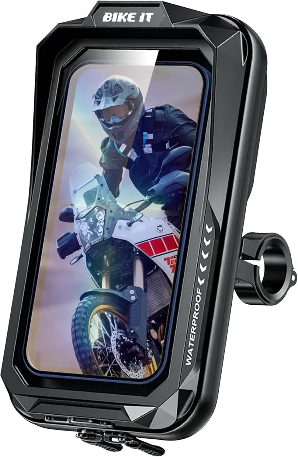 BIKE IT Motorcycle Waterproof Phone Case IP66 With Handlebar & Mirror Mounts for 4-7" Phones