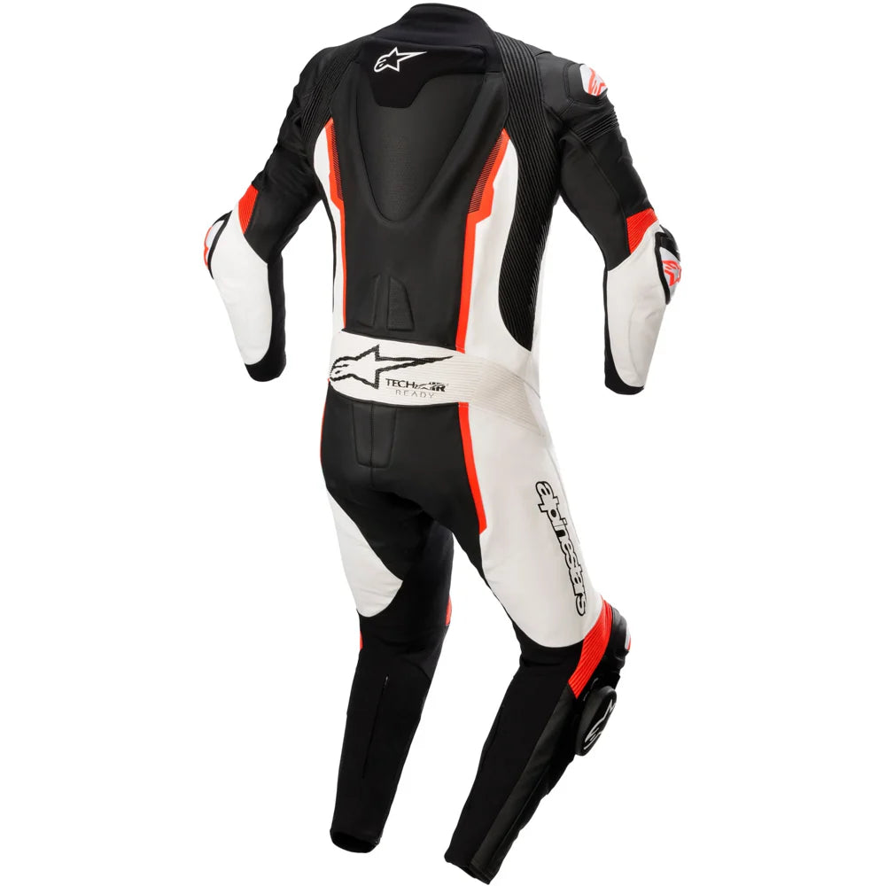 Alpinestars Missile V2 One Piece Leather Suit Black White Fluo Red
