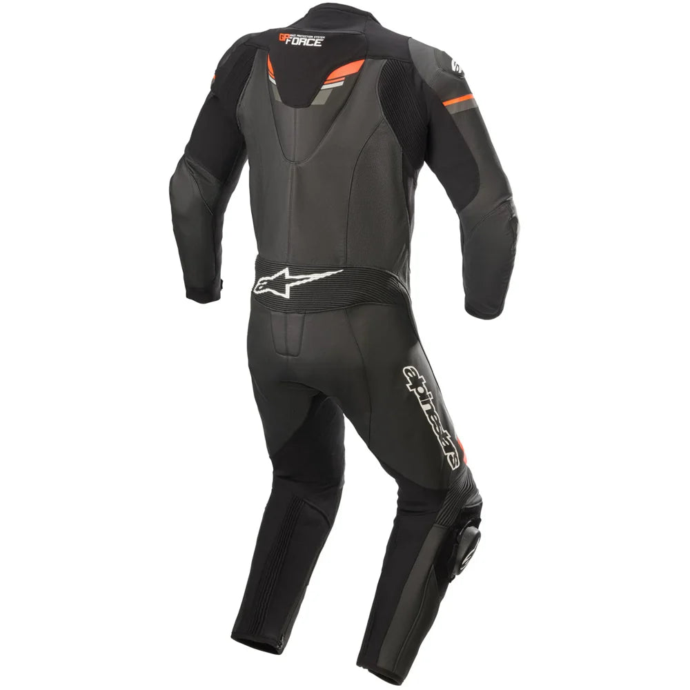 Alpinestars GP Force Chaser One Piece Leather Suit Black Fluo Red