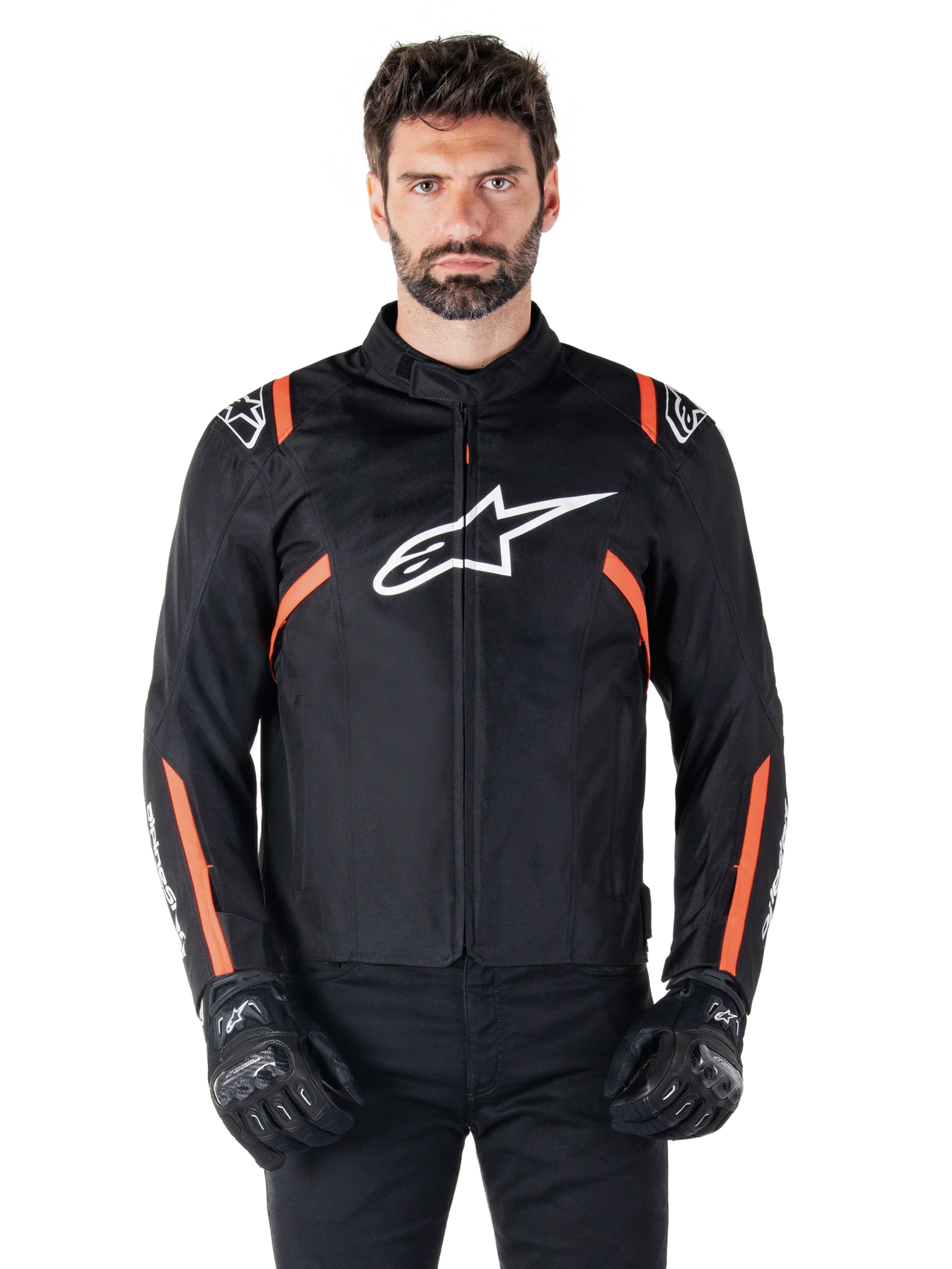 Alpinestars T-SPS V2 Waterproof Men’s Motorcycle Jacket - Black / White / Red Fluo