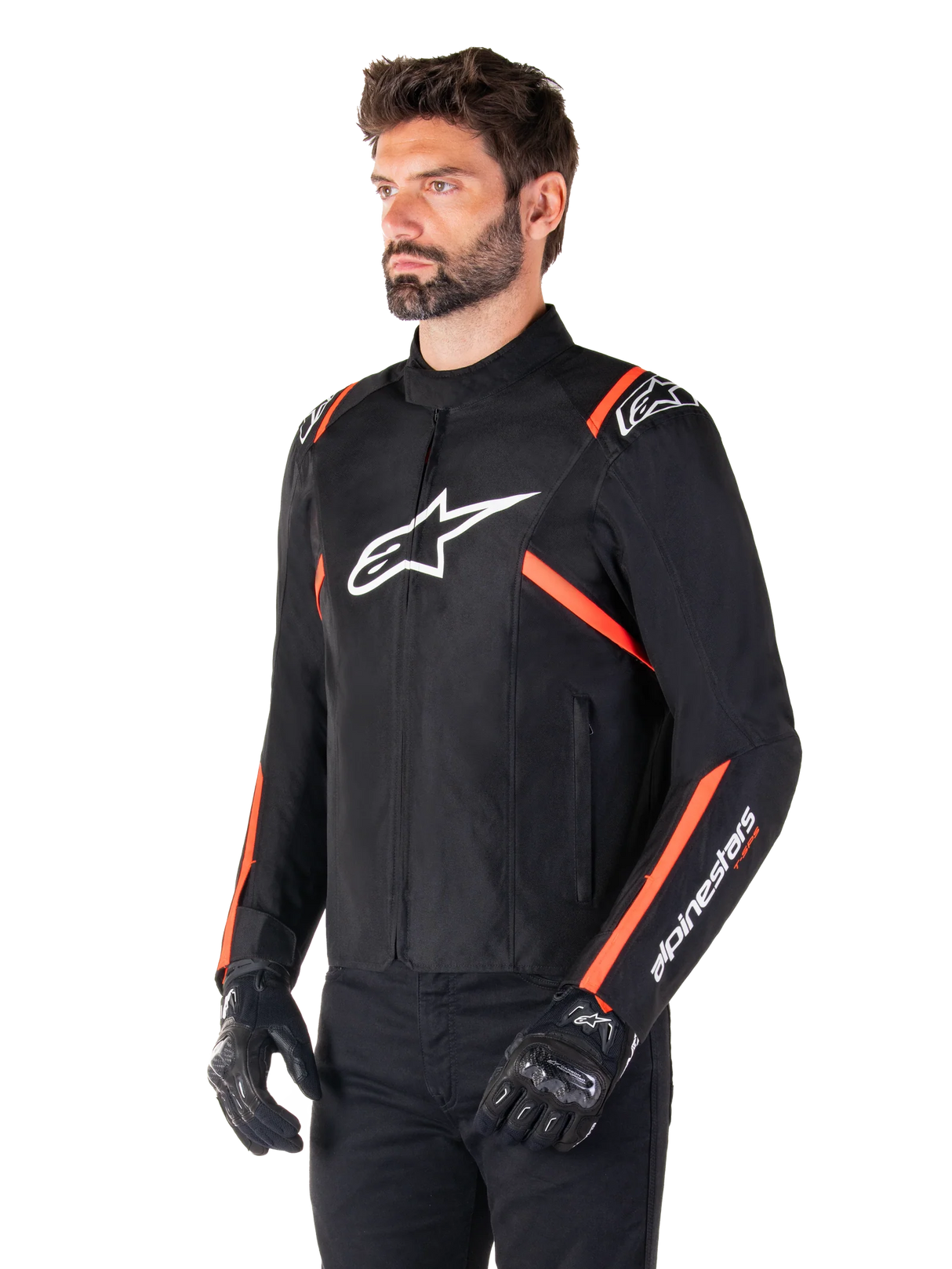 Alpinestars T-SPS V2 Waterproof Men’s Motorcycle Jacket - Black / White / Red Fluo