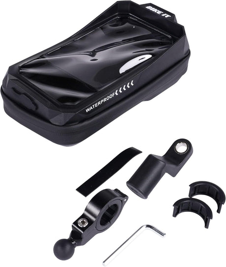 BIKE IT Motorcycle Waterproof Phone Case IP66 With Handlebar & Mirror Mounts for 4-7" Phones