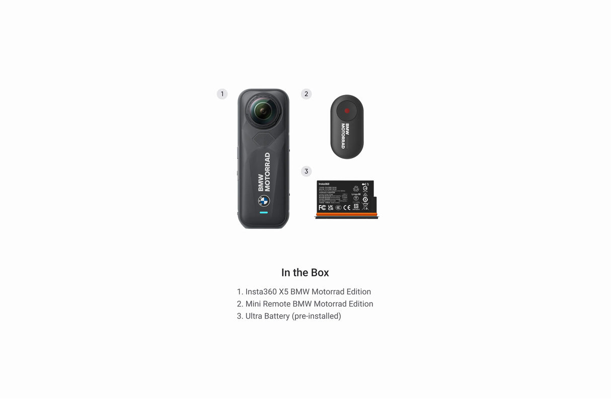 Insta360 X5 BMW Edition Motorcycle Bundle Inc Ultra Battery & Mini Remote