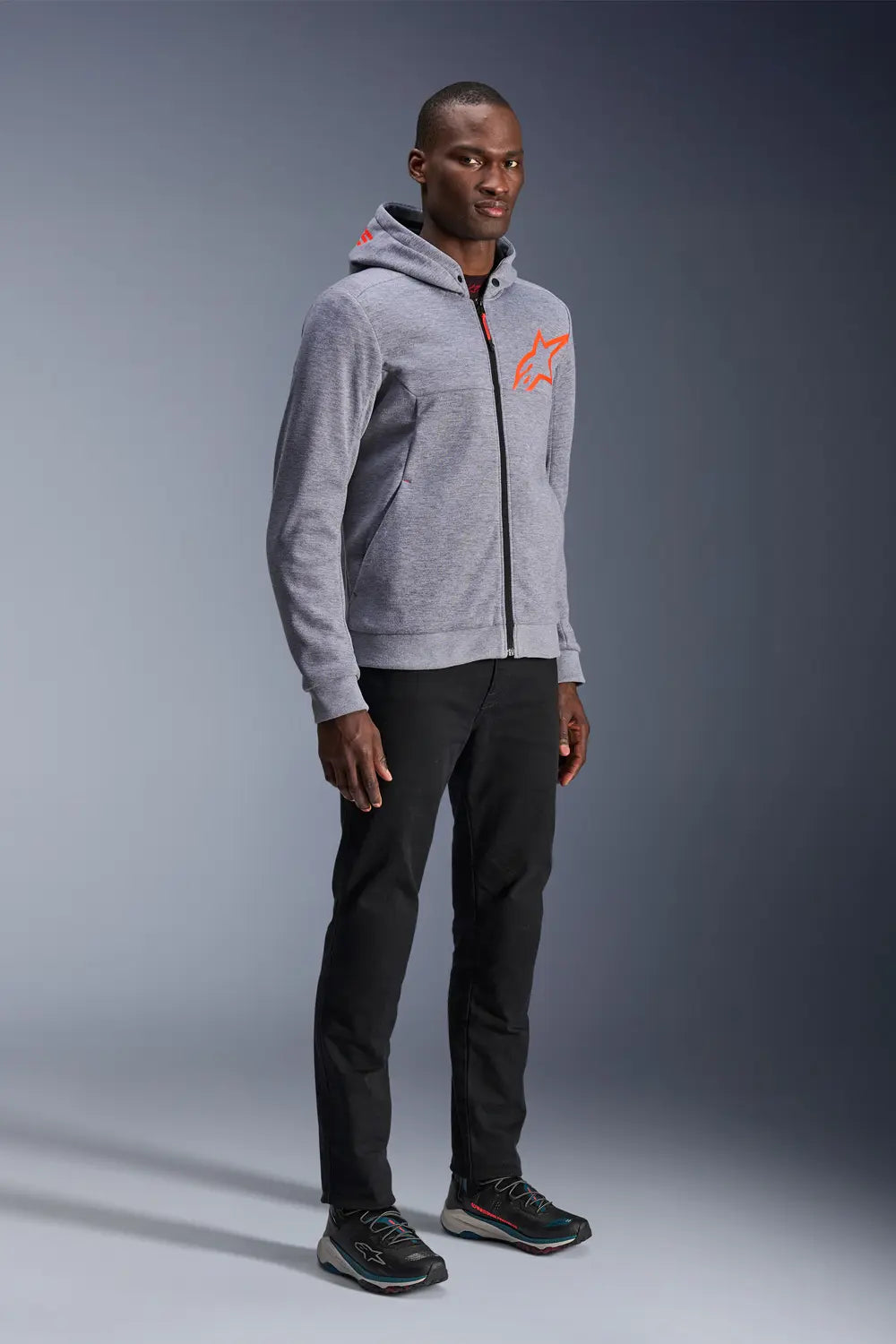 Alpinestars Chrome V2 Sport Men’s Motorcycle Armoured Hoodie Grey Heather / Red Fluo