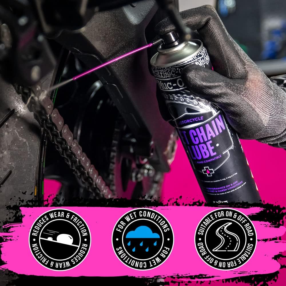 Muc-Off 611 Motorcycle Wet Chain Lube Motorbike Spray Lubricant 400ml