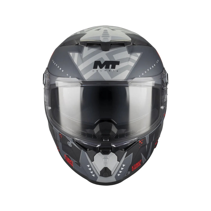 MT Thunder 4 R Canvas Motorcycle Full Face Helmet Matt Black Red