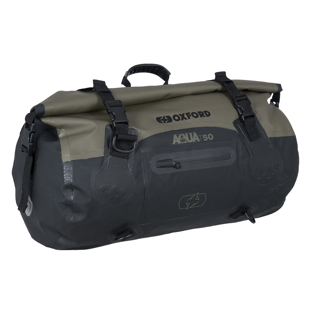 Oxford AQUA T-50 Waterproof Motorcycle Motorbike Roll Bag 50L Khaki/Black