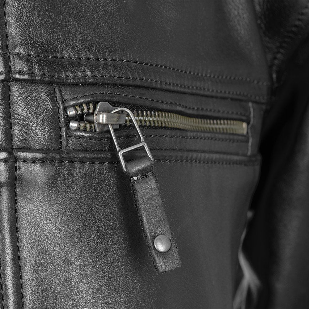 Oxford Route 73 2.0 Men's Leather Motorcycle Jacket Black