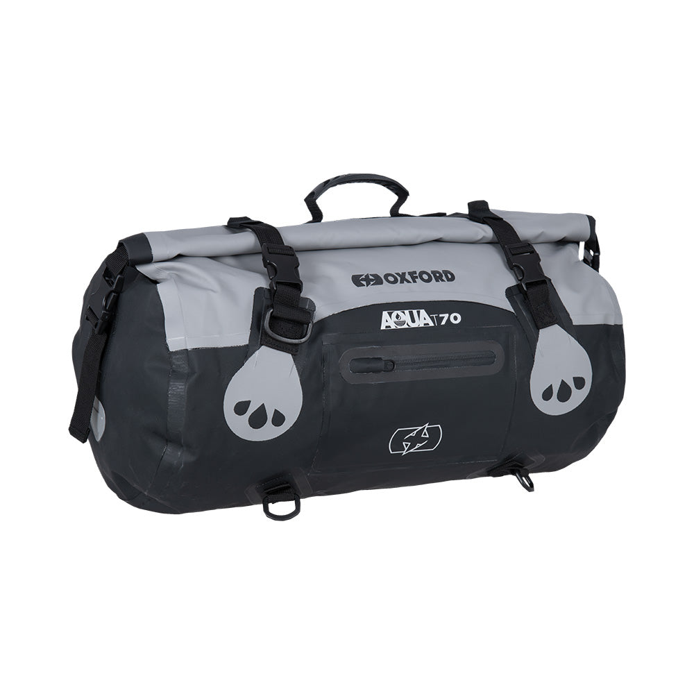Oxford AQUA T-70 Waterproof Motorcycle Motorbike Roll Bag 70L Grey/Black