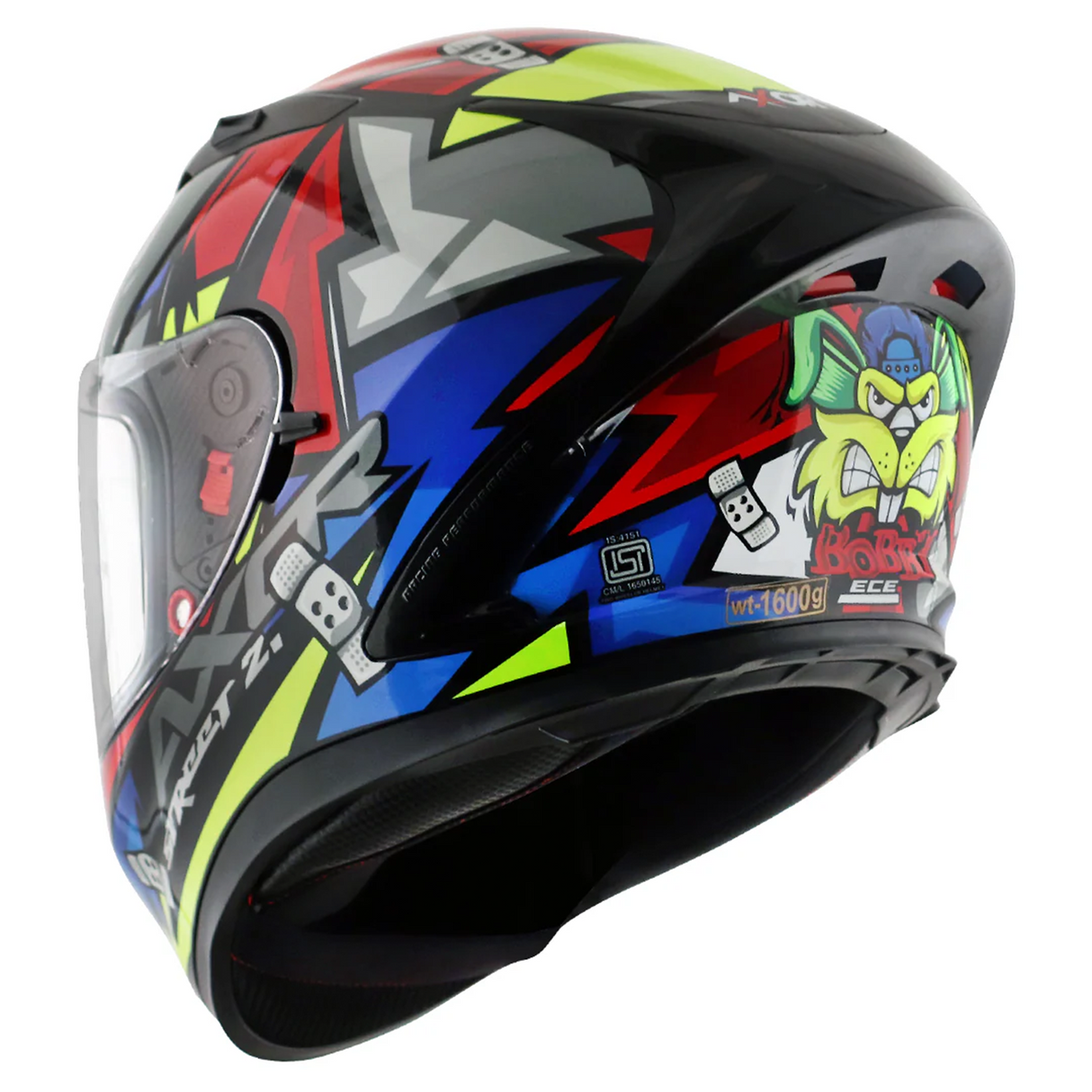 Axor Street Bobby Motorcycle Full Face Helmet Gloss Black Red