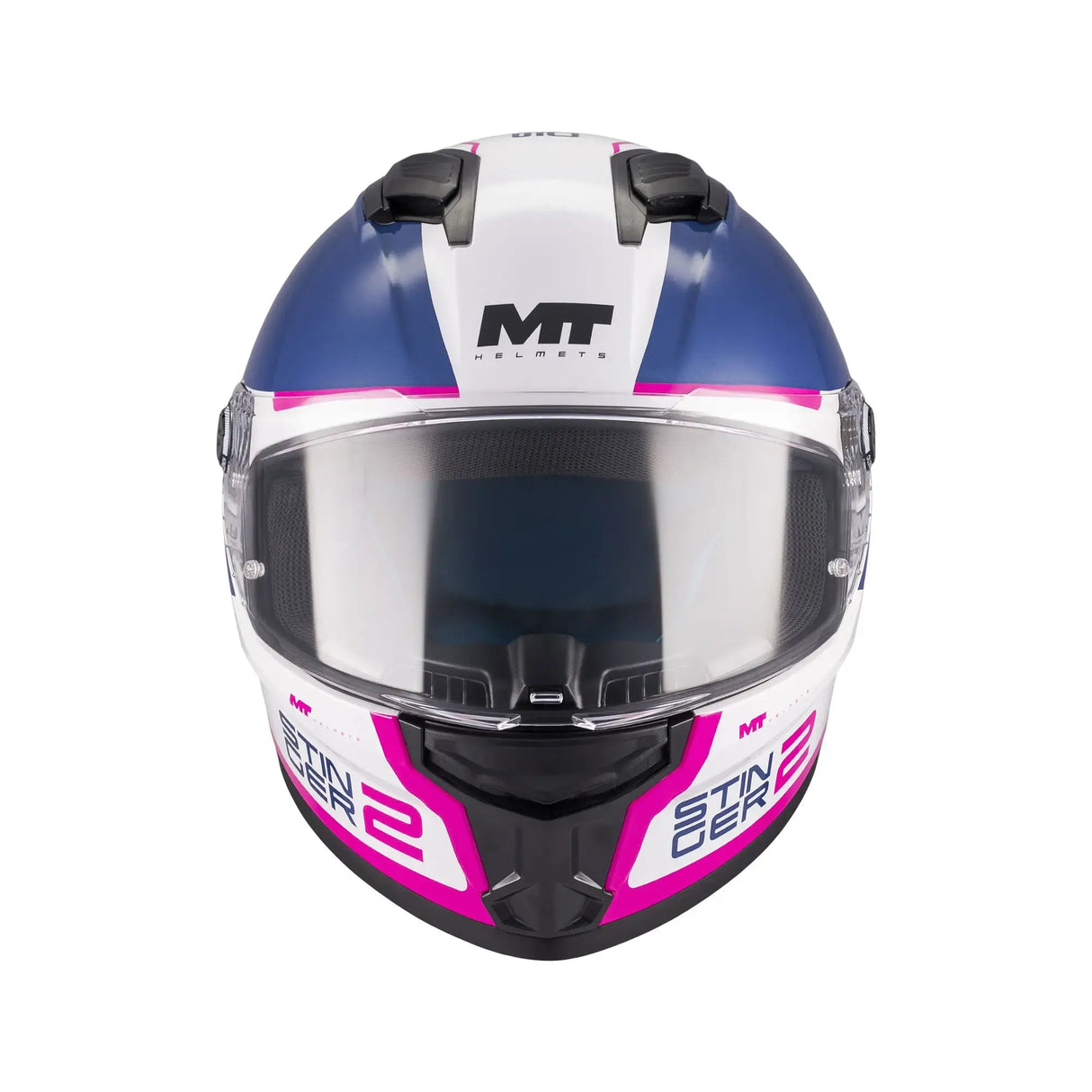 MT Stinger 2 Core Motorcycle Full Face Helmet Gls Navy White Pink