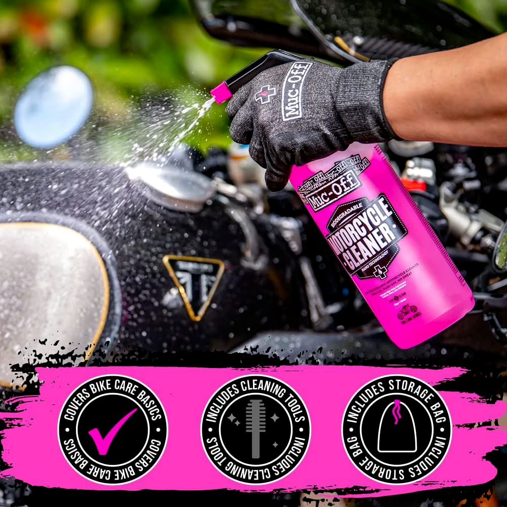 Muc-Off 636 Motorcycle Essentials Cleaning Kit 5 Piece Motorbike Care Kit