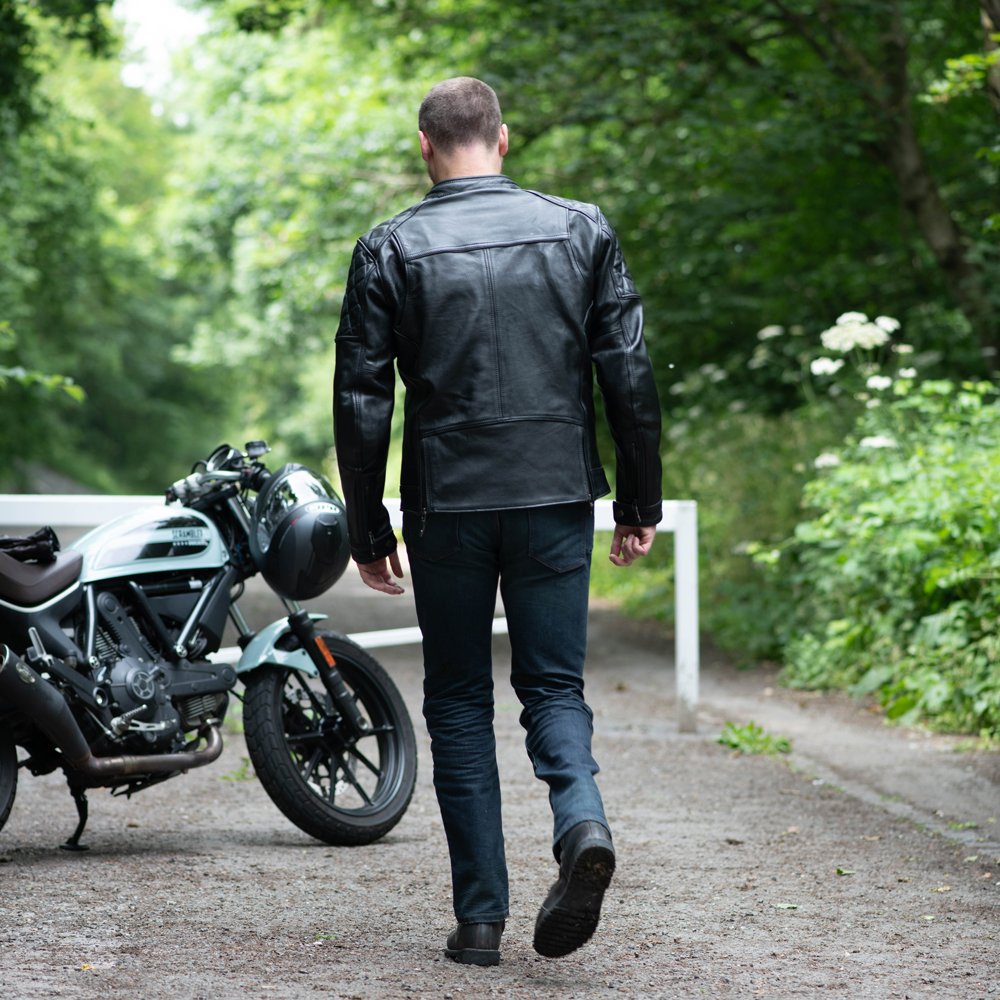 Oxford Route 73 2.0 Men's Leather Motorcycle Jacket Black