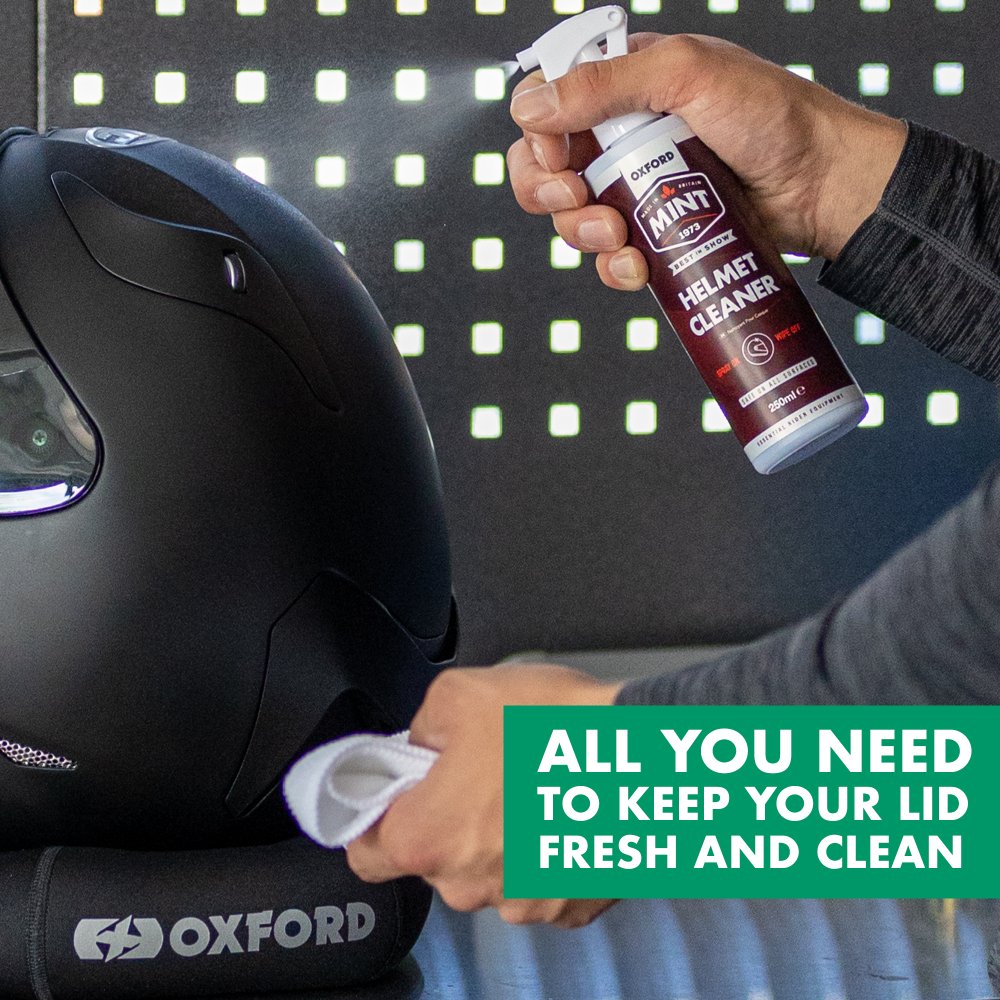 Oxford Mint OC504 Helmet Care Kit XL Bike Sanitiser Visor Cleaner Anti-Fog Spray Cloth Bundle