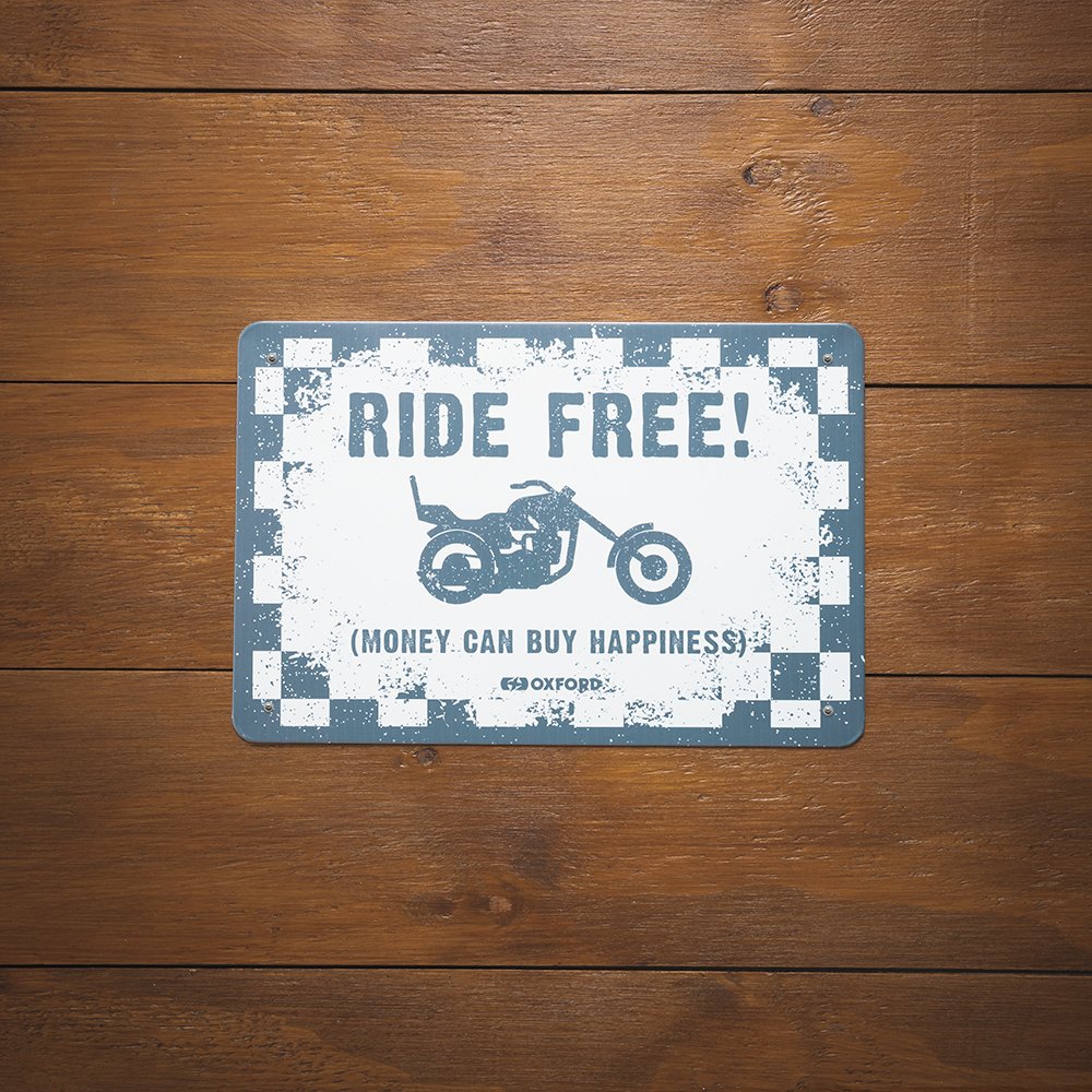 Oxford OX382 Garage Workshop Metal Sign: RIDE FREE