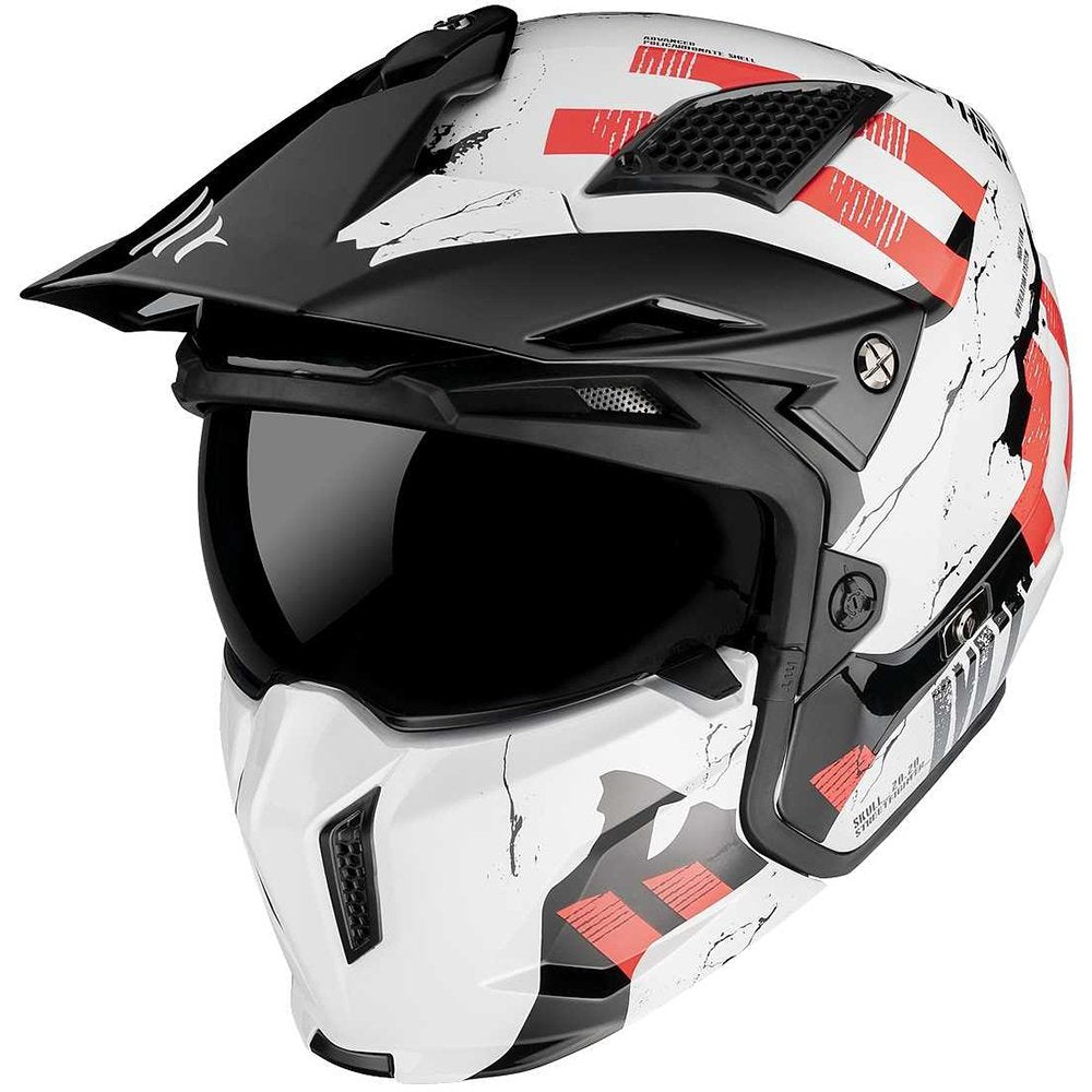 MT Streetfighter Skull A0 Gloss Pearl White Motorcycle Helmet