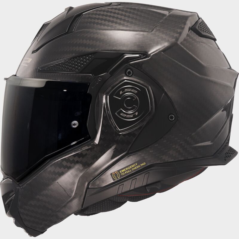 LS2 FF901 ADVANT X Solid Gloss Carbon 180° Modular Motorcycle Helmet with LS2 CARDO Intercom 4X Preinstalled