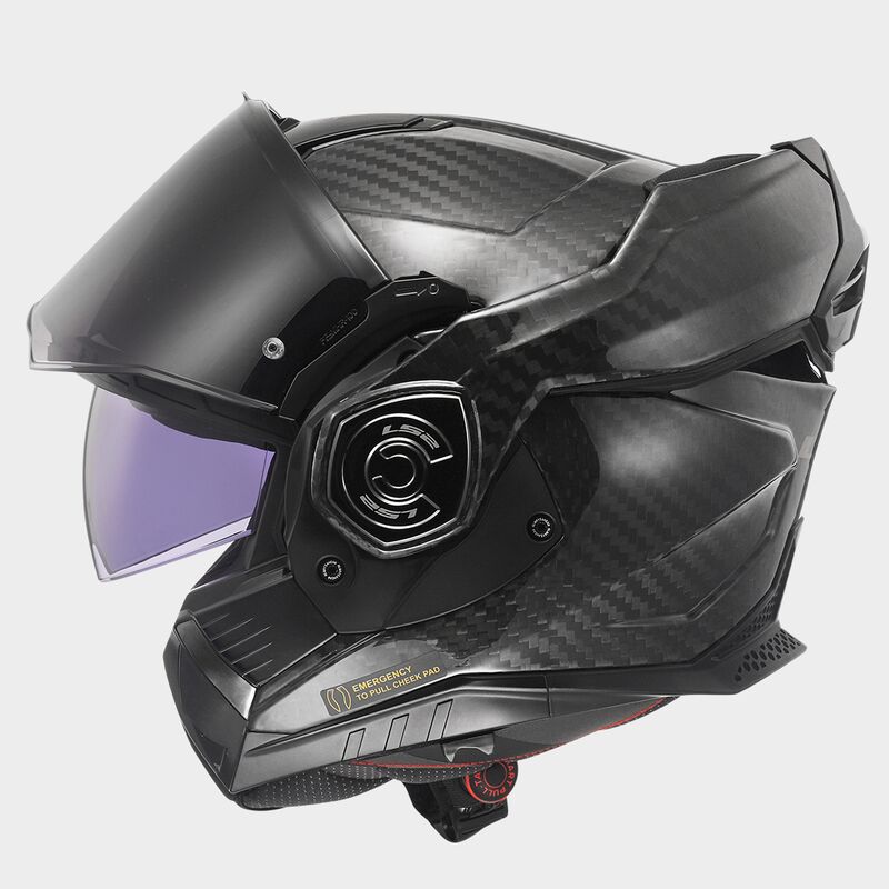 LS2 FF901 ADVANT X Solid Gloss Carbon 180° Modular Motorcycle Helmet with LS2 CARDO Intercom 4X Preinstalled