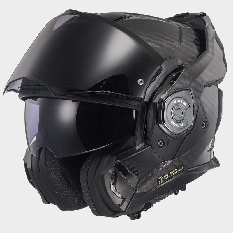 LS2 FF901 ADVANT X Solid Gloss Carbon 180° Modular Motorcycle Helmet with LS2 CARDO Intercom 4X Preinstalled