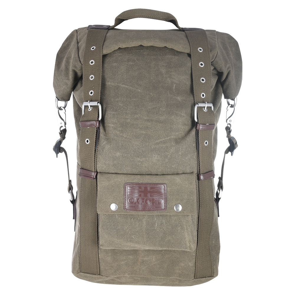 Oxford Heritage Waxed Cotton Motorcycle Motorbike Backpack 30 Litre Khaki