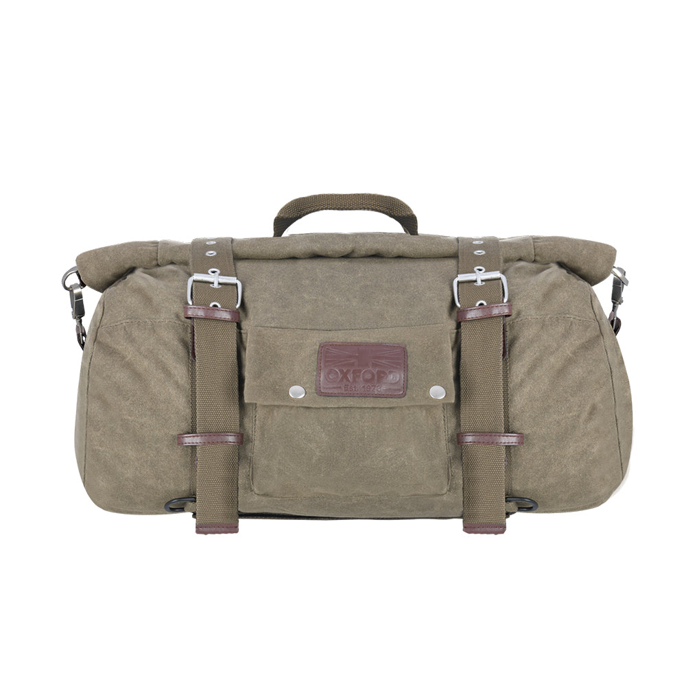 Oxford Heritage Waxed Cotton Motorcycle Motorbike Roll Bag 30L Khaki