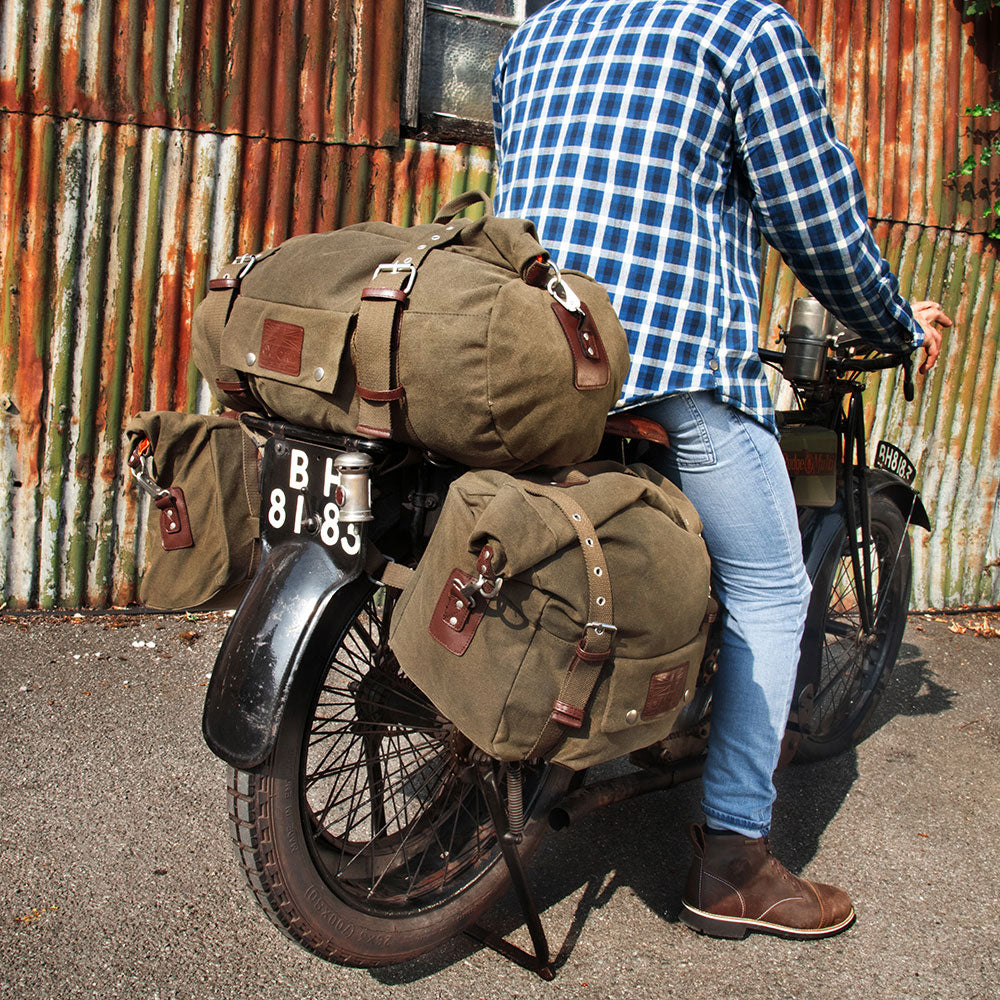 Oxford Heritage Waxed Cotton Motorcycle Motorbike Roll Bag 30L Khaki