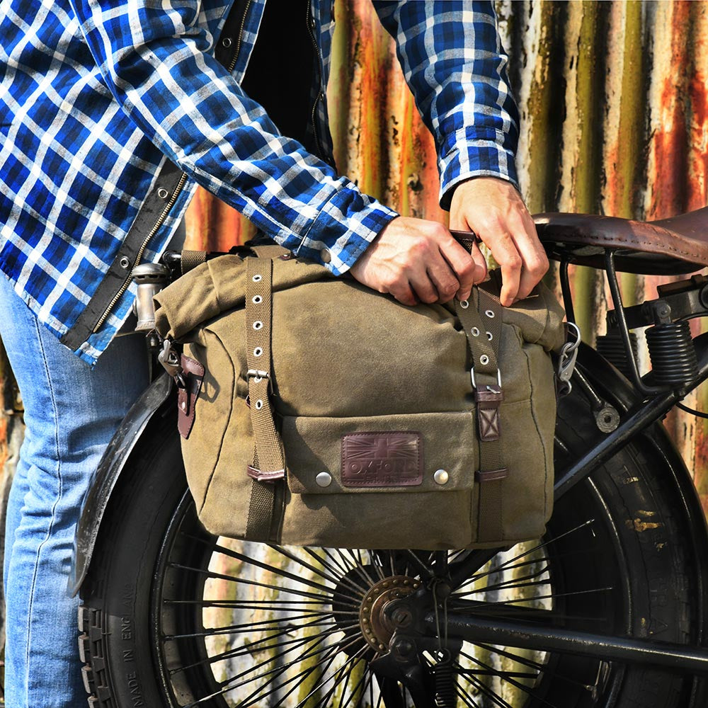 Oxford Heritage Motorcycle Panniers Bike Side Bags Soft Luggage Pair 40L Khaki