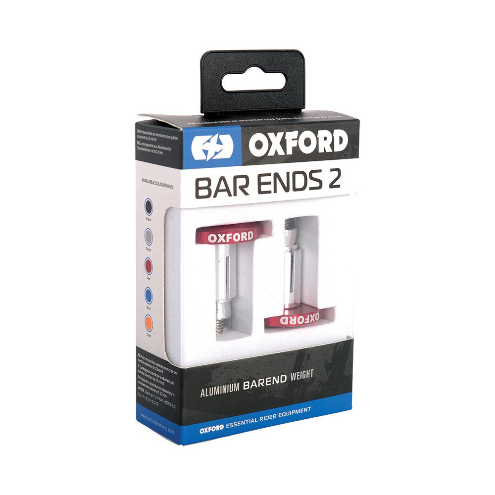 Oxford OX595 Aluminium Motorcycle Motorbike 22mm Handlebar BarEnds 2 Universal Bar Ends Red