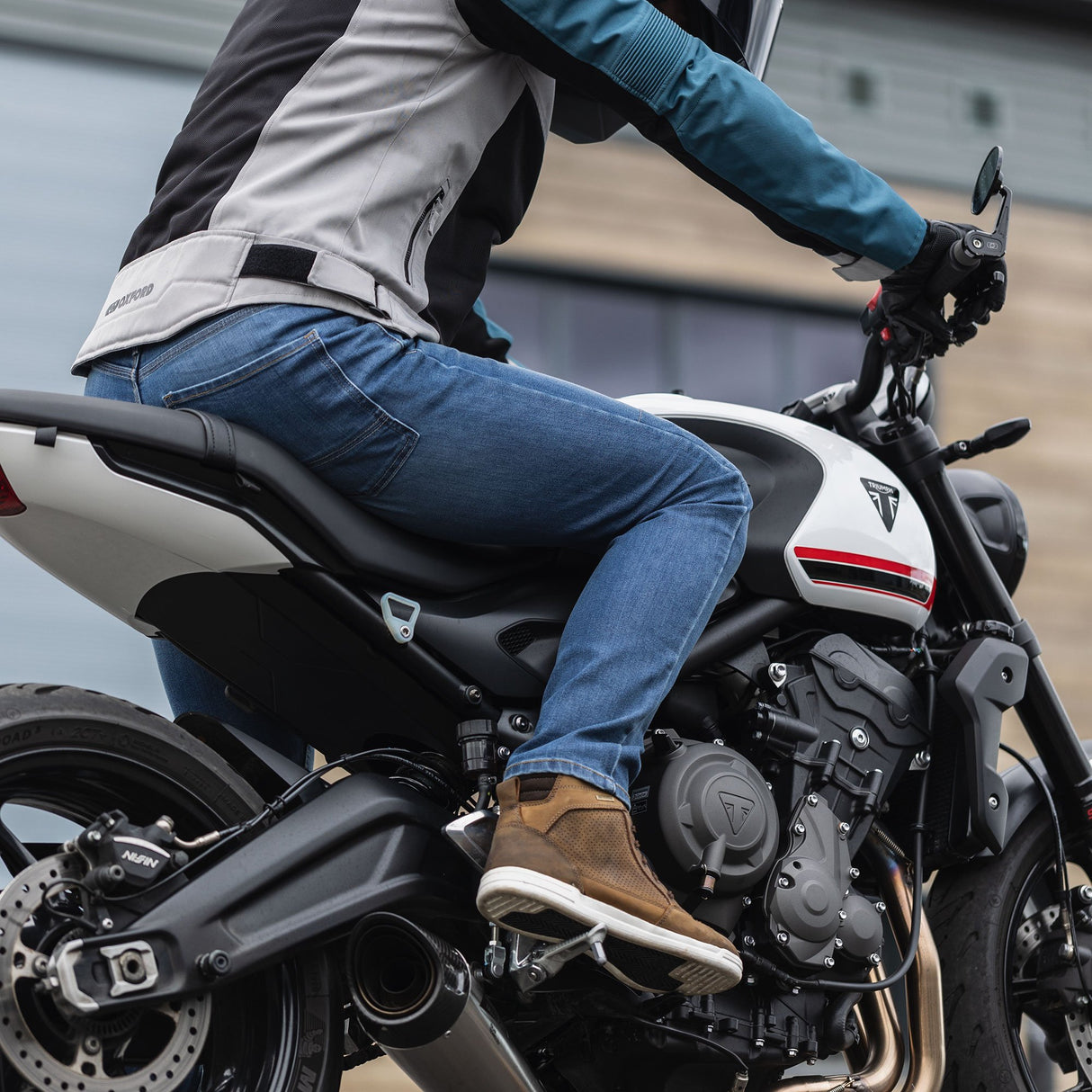 Oxford Original Approved AA Men's Motorcycle Jeans Straight Mid Blue